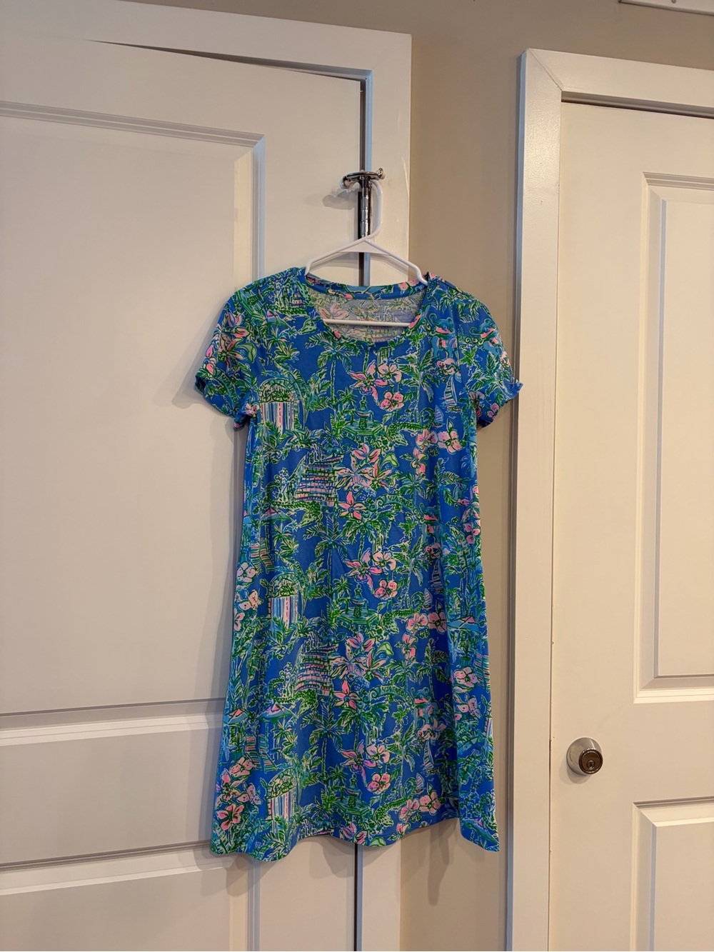 Lilly Pulitzer Blue Floral Short Sleeve Mini Dress